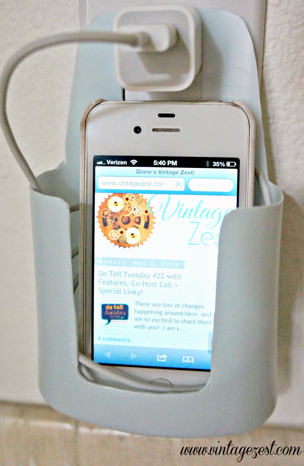 Cell Phone Charger Holder (upcycled from a lotion bottle!) on Diane's Vintage Zest!