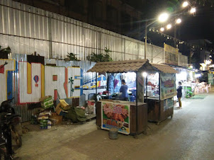 Night street restaurants on "Walking Street" in Vang Vieng.