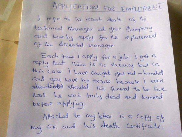 Most Funny Job Application Ever Funny Picture Jokes, man who was ...