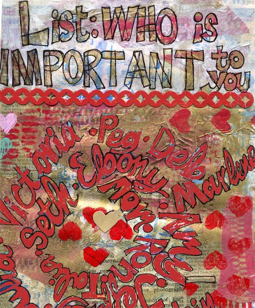 Art journal page | journal inspiration | http://schulmanart.blogspot.com/2014/07/art-journal-prompt-who-is-important-to.html