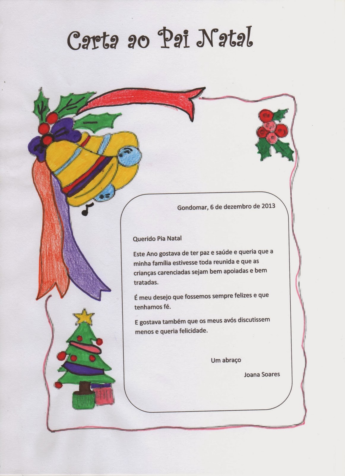 Aventuras de Palmo e Meio: Carta ao Pai Natal com os desejos dos alunos do  4º ano para esta época festiva