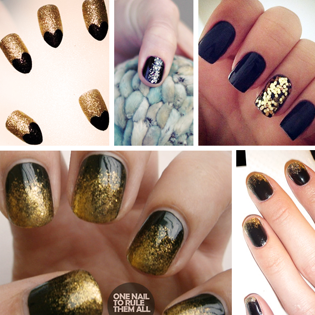 Nail Art Inspiration : Black & Gold Manicures