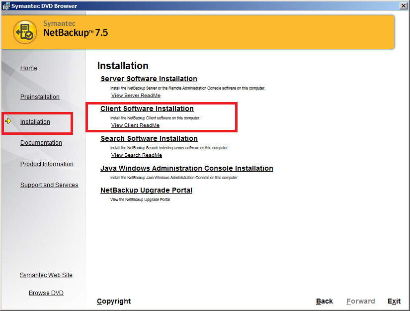 Netbackup Install Client Services