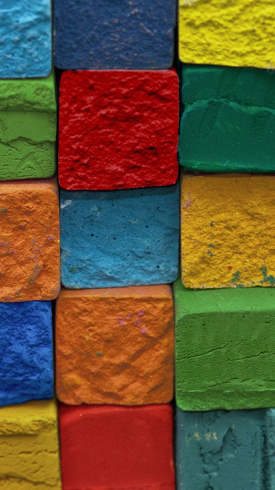Colorful Brick Wall Green Blue Red  Android Best Wallpaper