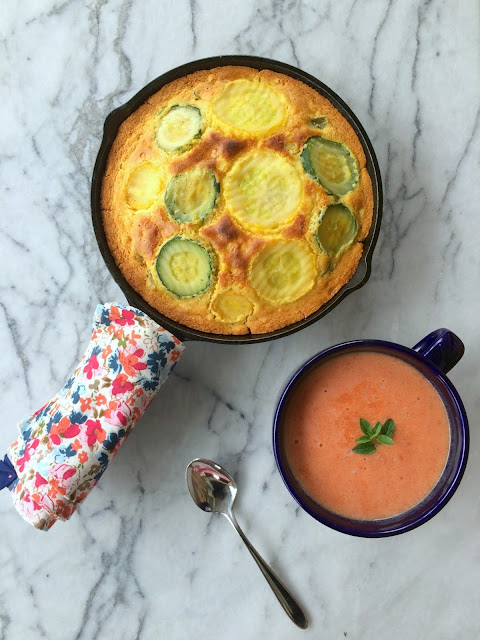 Veggie Skillet Cornbread - Perfect pretty vegetable packed side dish | www.jacolynmurphy.com