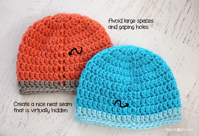 Repeat Crafter Me: How to Create a Hidden Seam on Crochet Hats