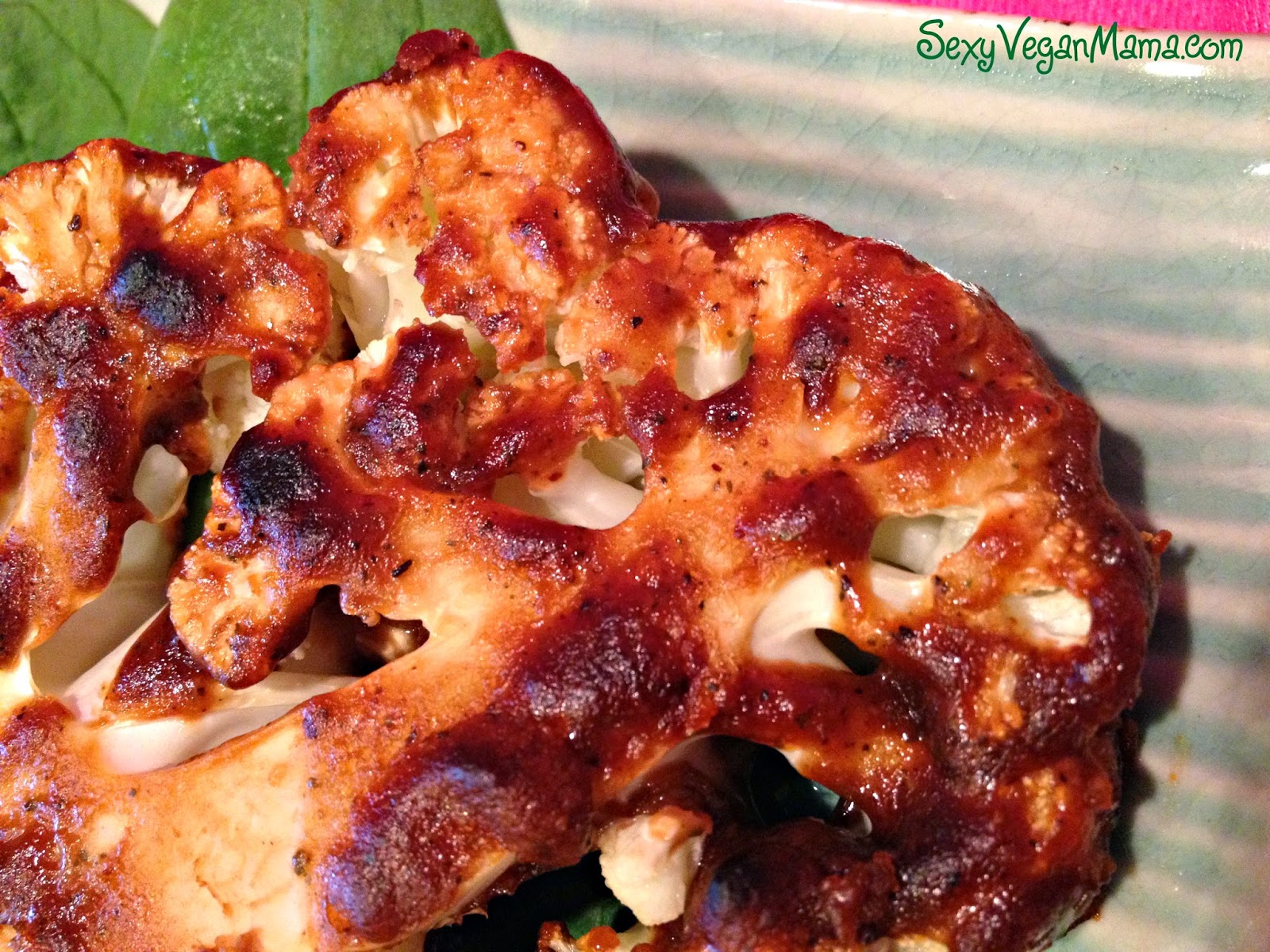 Sexy Vegan Mama Broiled Balsamic Peanut Cauliflower Steaks