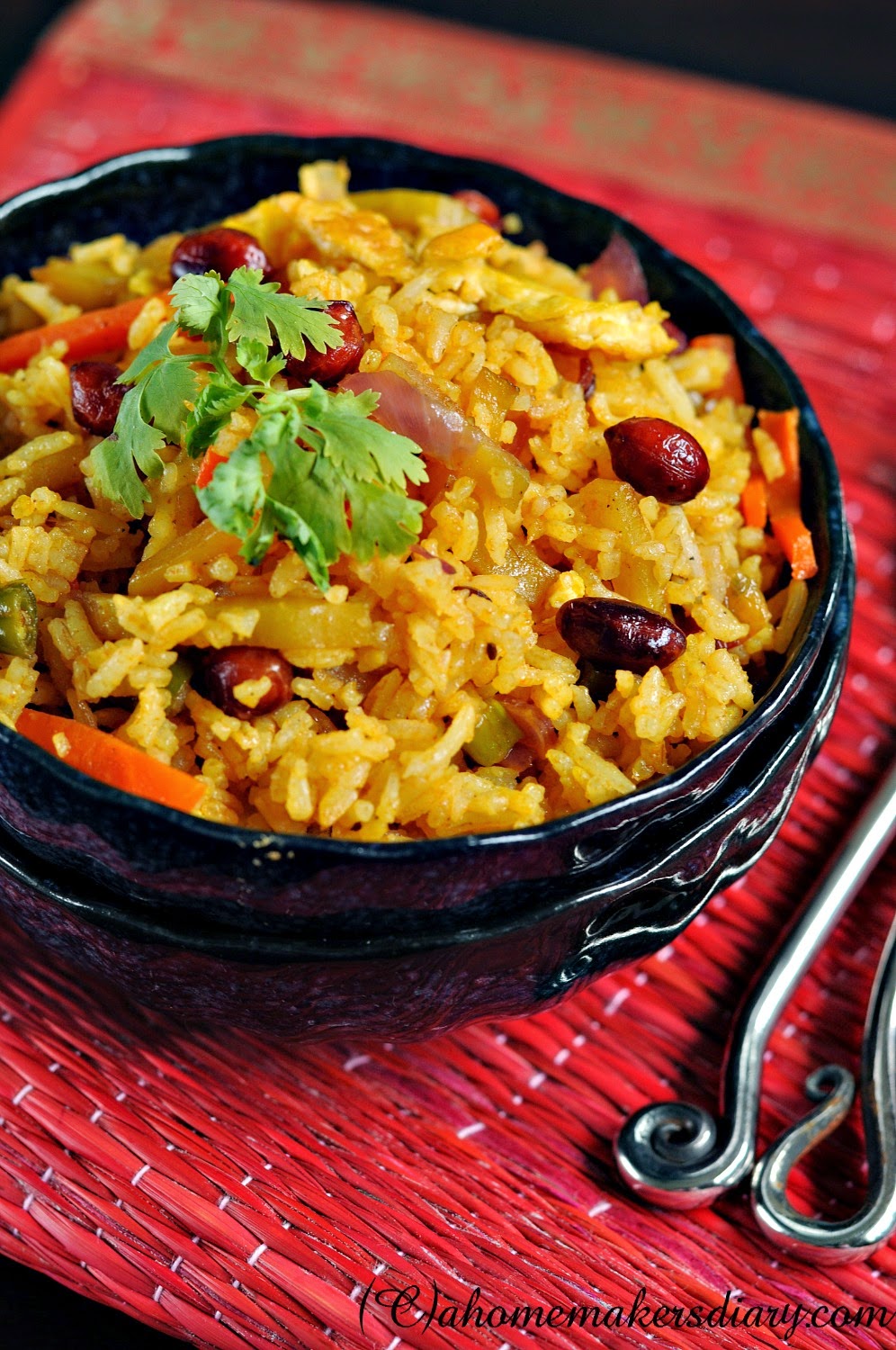 Bhat Bhaja (Bengali left over rice fry with veggies and spices) A
