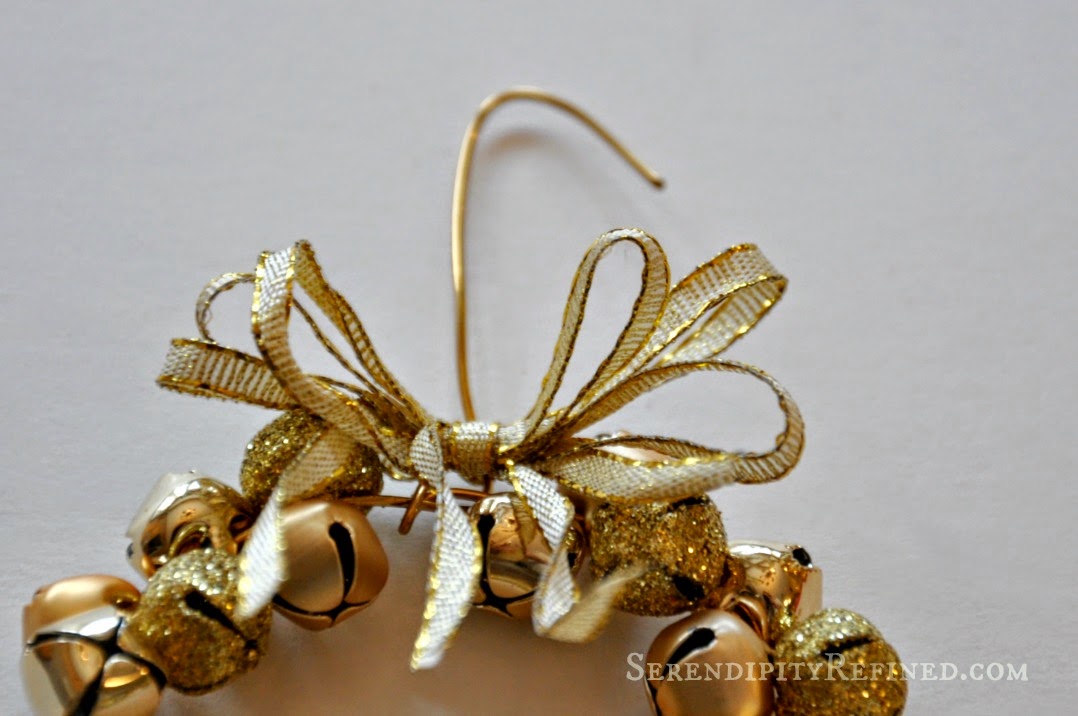 Serendipity Refined Blog Easy Gold Jingle Bell Wreath {Ornament Day 2}