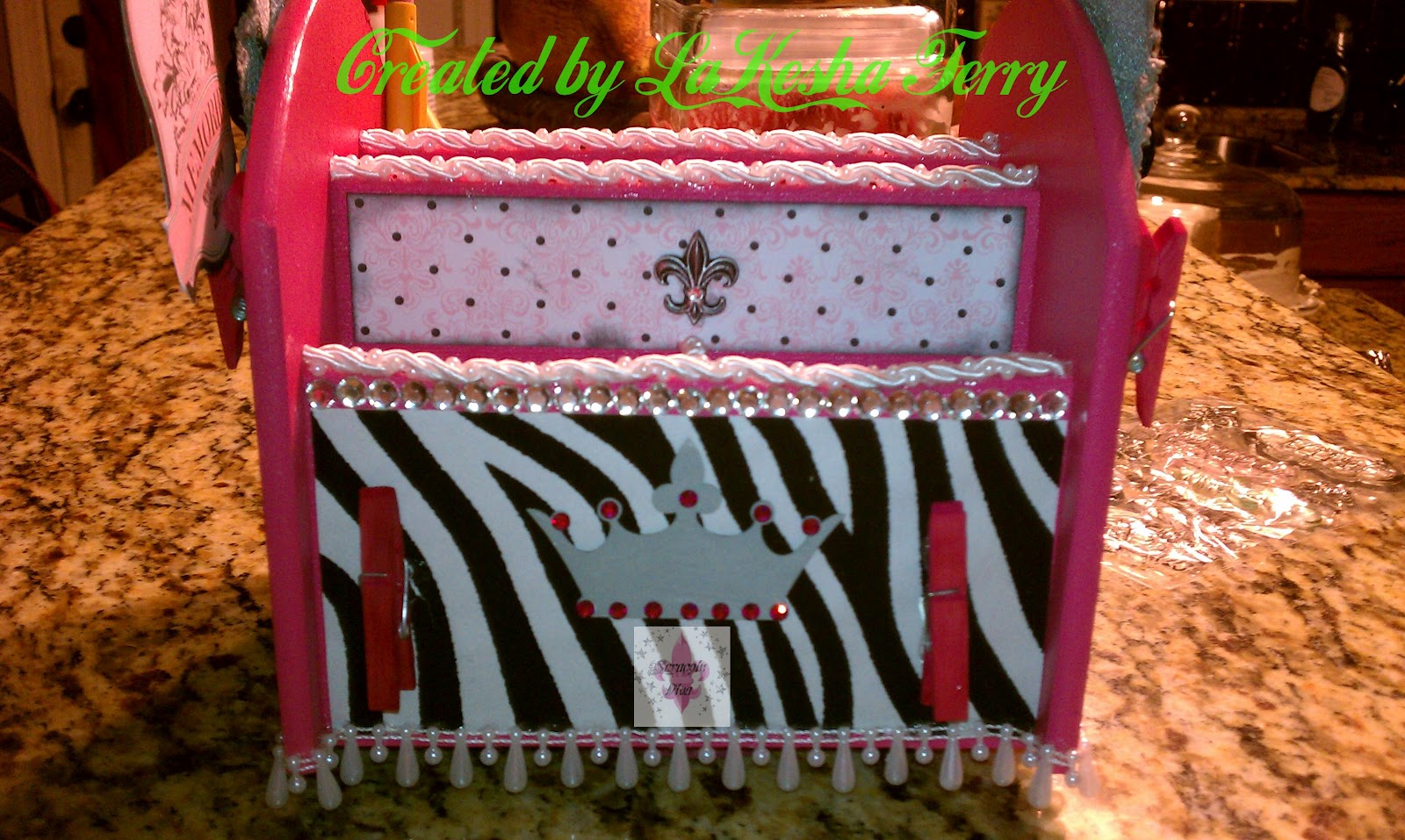 Scrappin Diva Pink Zebra Desk Organizer
