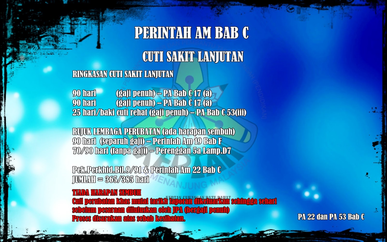 PANDUAN CUTI BERDASARKAN PERINTAH AM BAB C PANDUAN CUTI BERDASARKAN PERINTAH AM BAB C