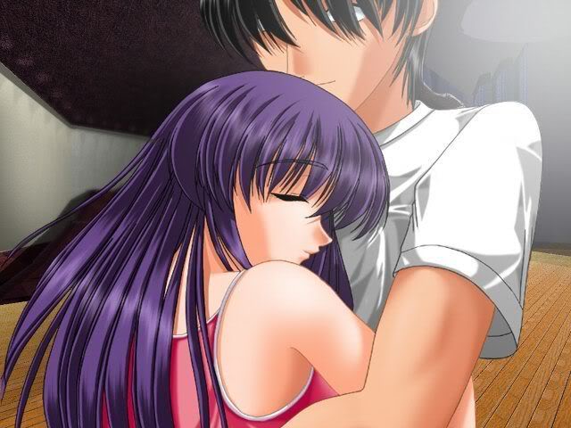 anime love hugging