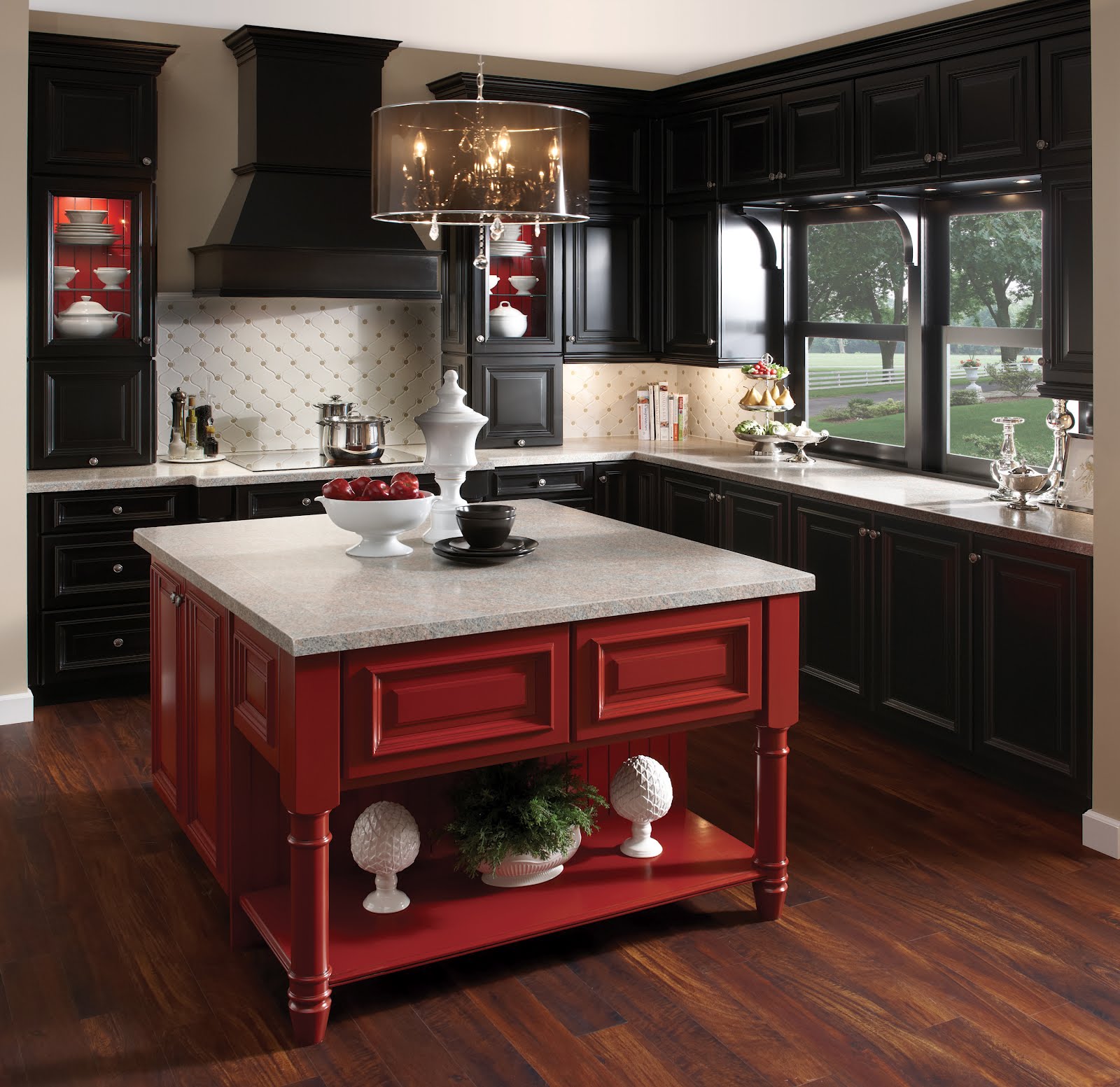 Natural maple kitchen cabinets Red with Dark Wood Kitchen Cabinets