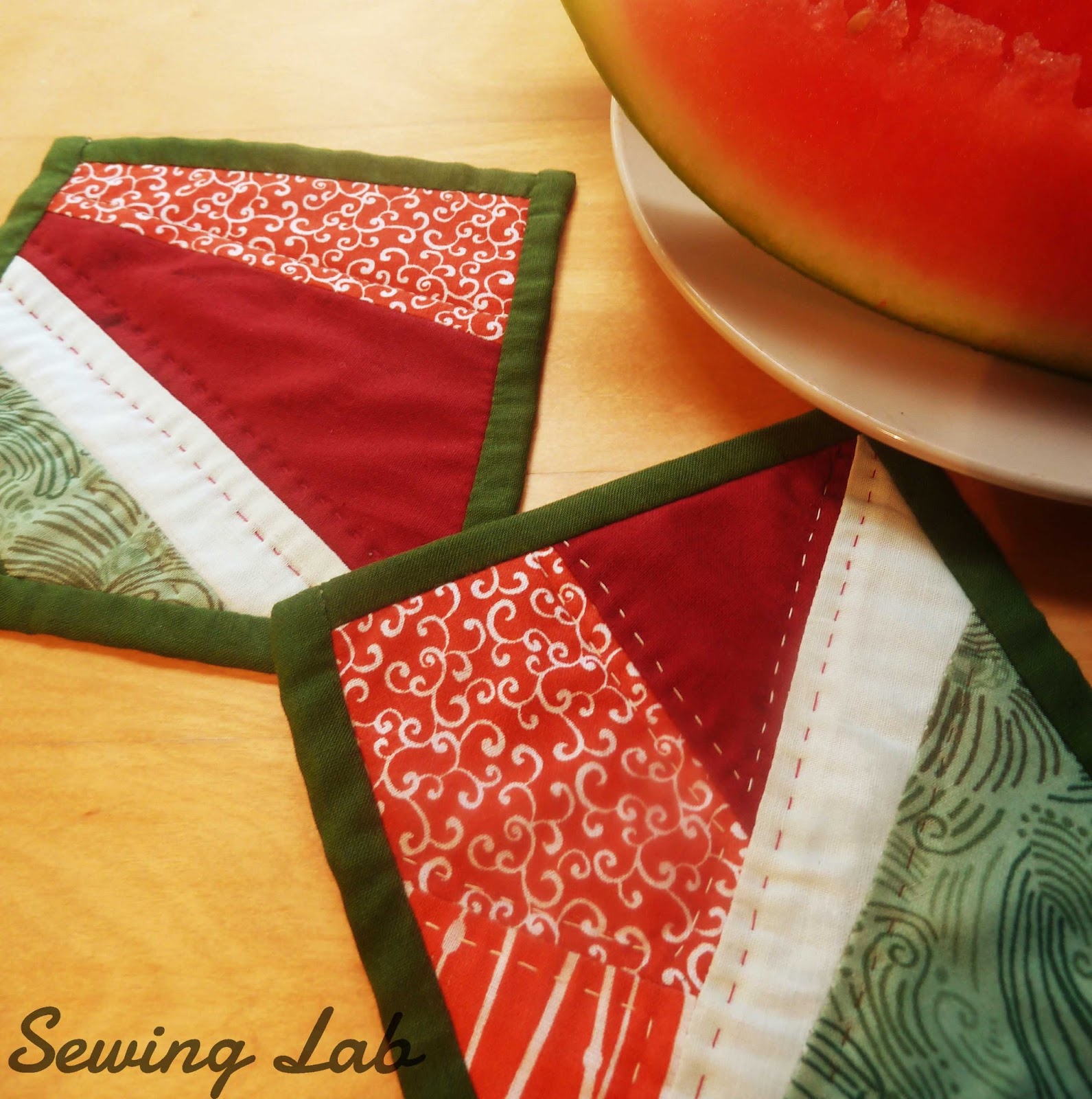 Sewing Lab: WATERMELON SQUARES COASTERS PATTERN