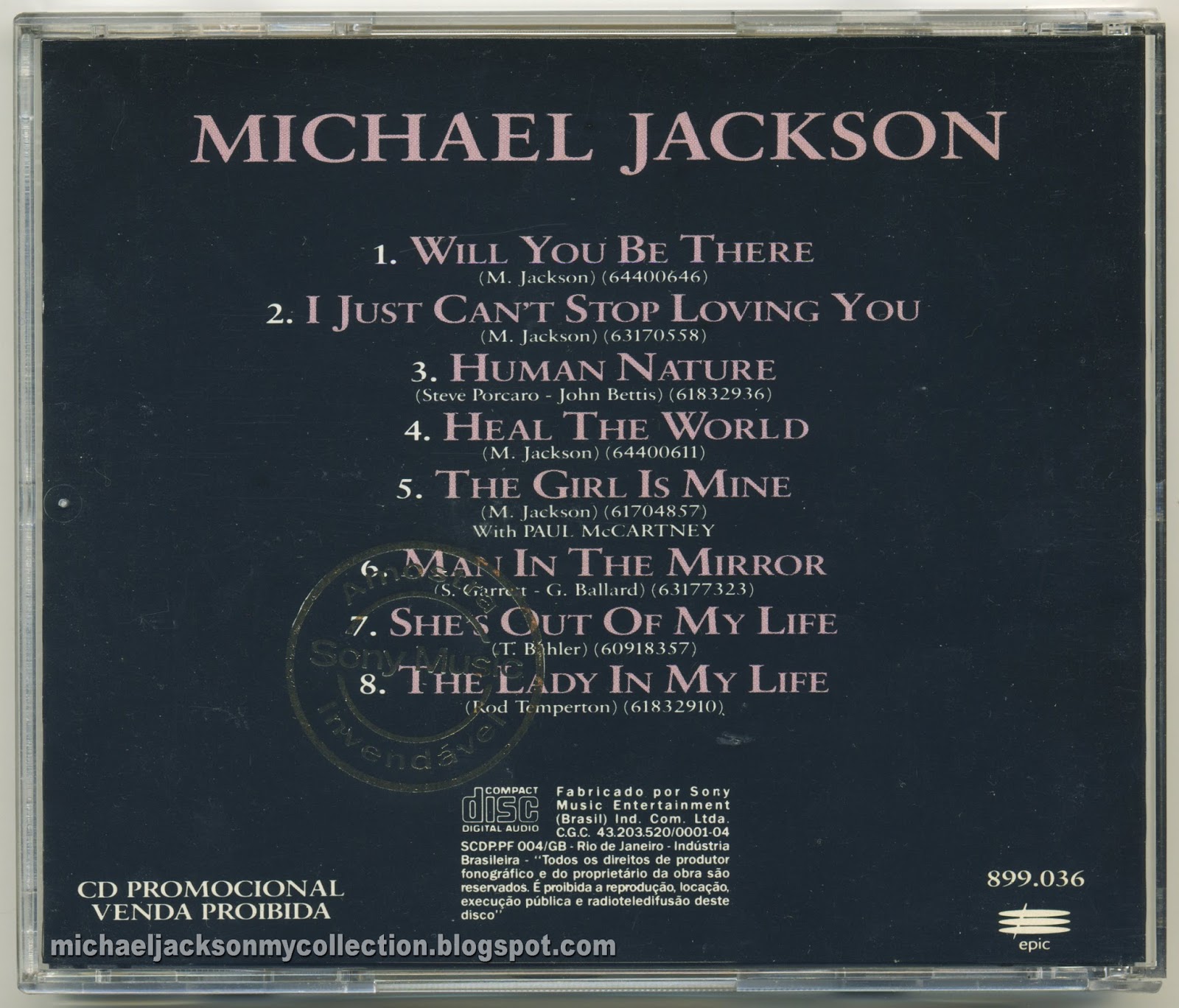 Michael Jackson Collection THE LOVE SONGS PROMO CD BRAZIL 899.036