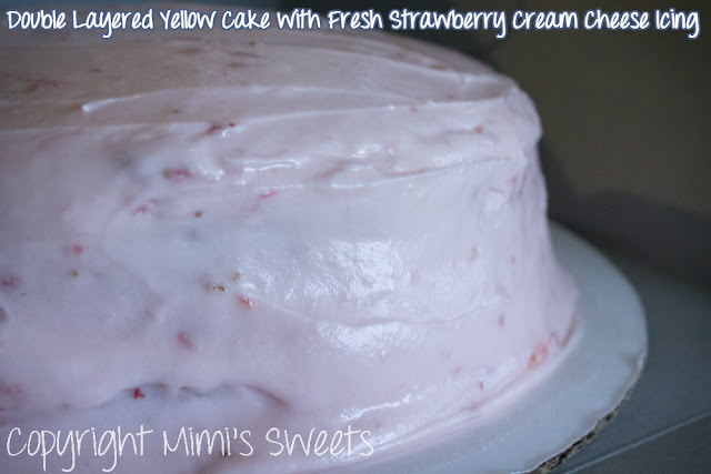 Double Layered Yellow Cake with Fresh Strawberry Cream Cheese Icing