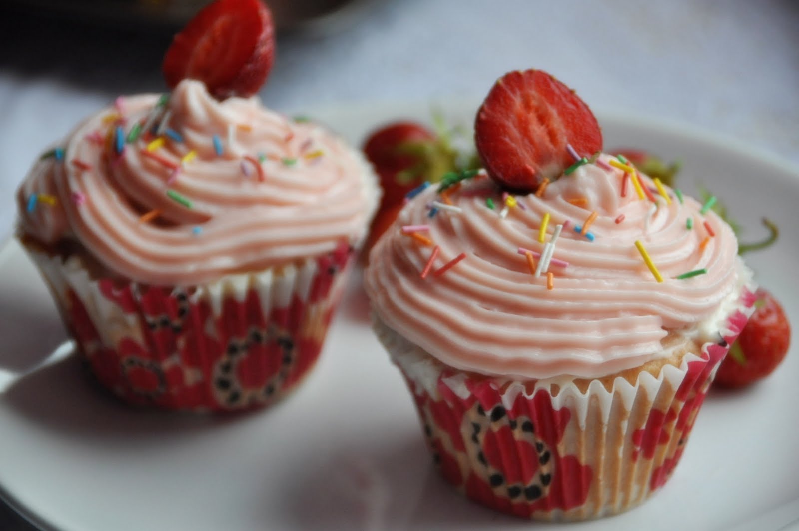 Strawberry Cupcakes with Cream Cheese Frosting.