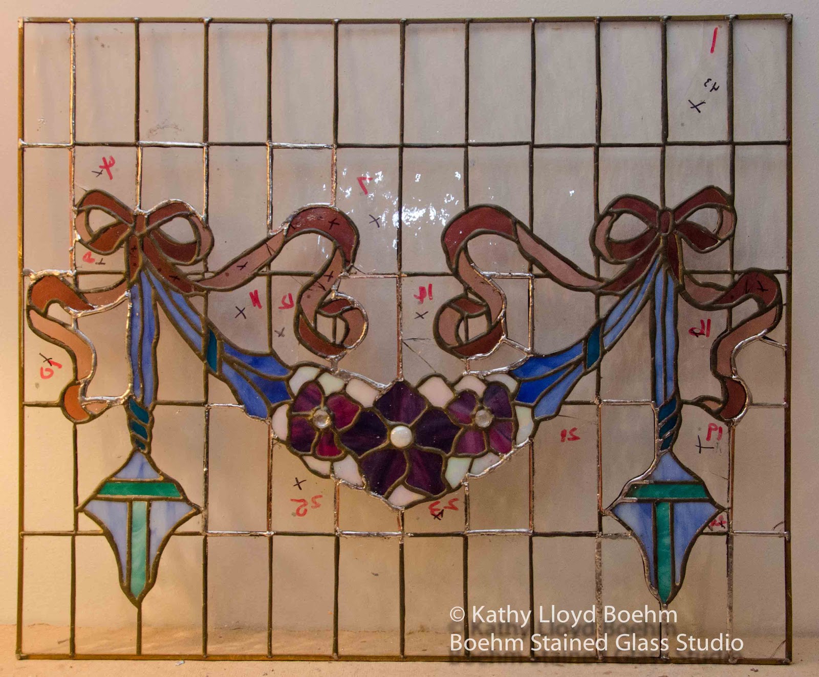 Boehm Stained Glass Blog: Repairs to Stained Glass Rainbow Panel