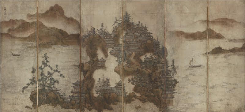 雪村 水墨【 松 鷹 図 】 複製画 【重要文化財】 紙本掛軸 特製収納箱