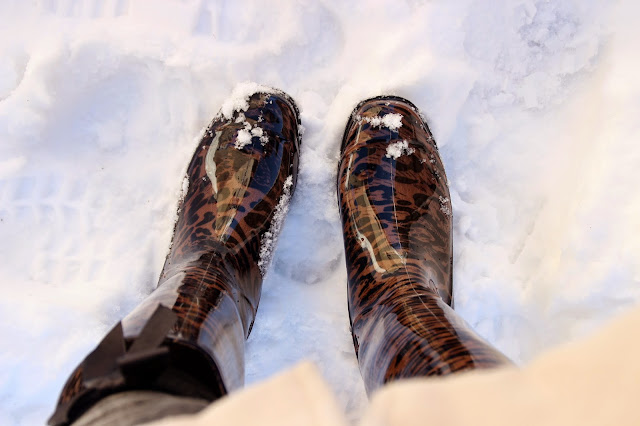 botas de agua en la nieve botas de agua leopardo nieve