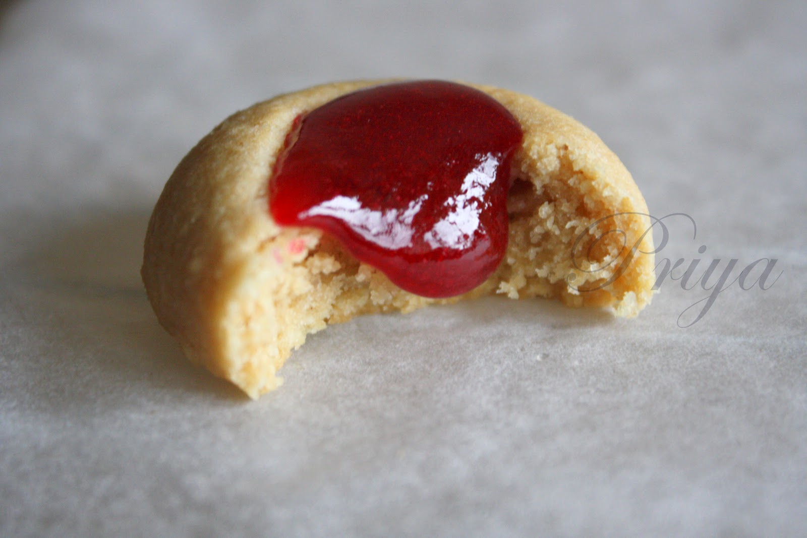 Cook like Priya Thumbprint Cookies Eggless Almond Wheat Cookies with a Jam centre Easy