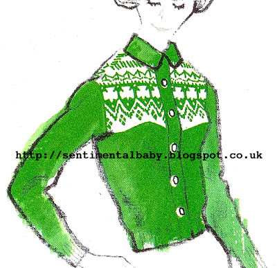 Free 1960's Knitting Pattern- Trefoil Cardigan Fair Isle Free 1960's Knitting Pattern- Trefoil Cardigan Fair Isle
