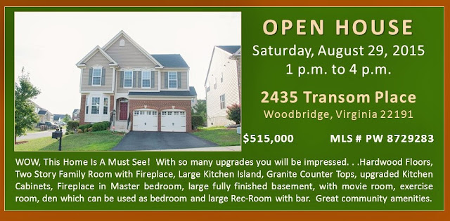 2435 Transom Place OPEN HOUSE Saturday, August 29 from 1 p.m. to 4 p.m. Claudia S Nelson 571-446-0002