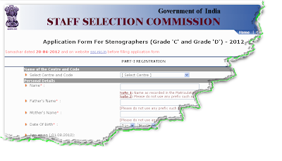 SSC Steno Exam 2012 Online Form SSC Steno Exam 2012 Online Form