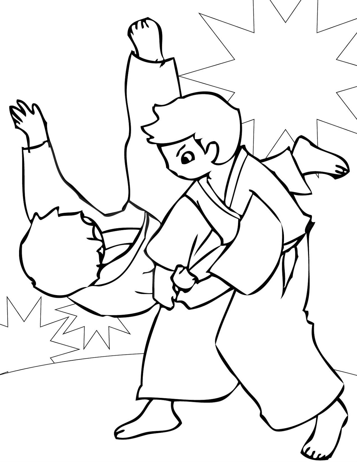 Coloring Page For Sports Kids Boxing Judo And Karate