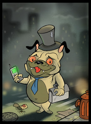 pug dog cartoon / caricature