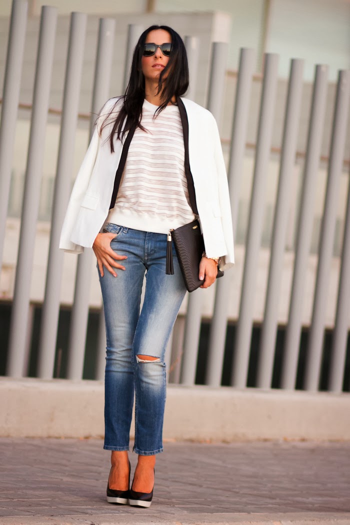 TWO-TONED BLAZER and JEANS