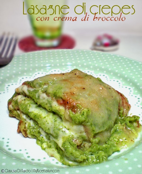 Lasagne di crepes con crema di broccolo siciliano