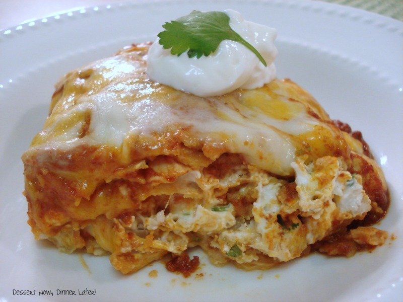 Chicken Enchilada Lasagna Dessert Now, Dinner Later!