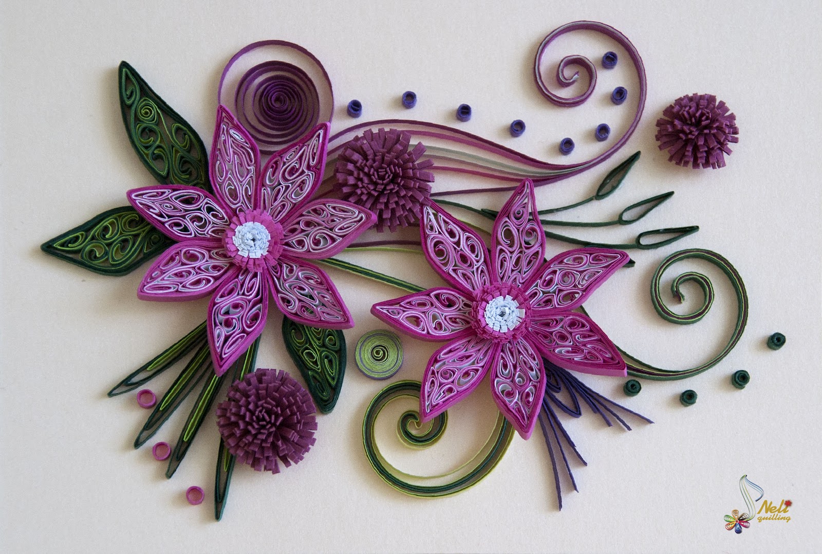 Neli Quilling Art Quilling card purple flowers