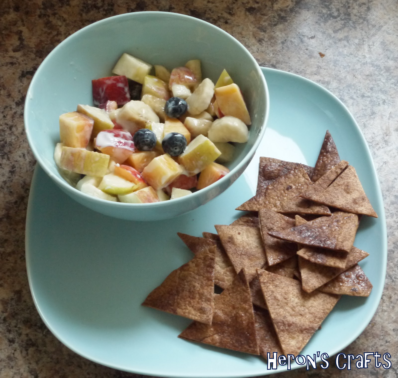 Heron's Crafts Its a Wrap Wednesday Cinnamon Chips with Fruit Salad