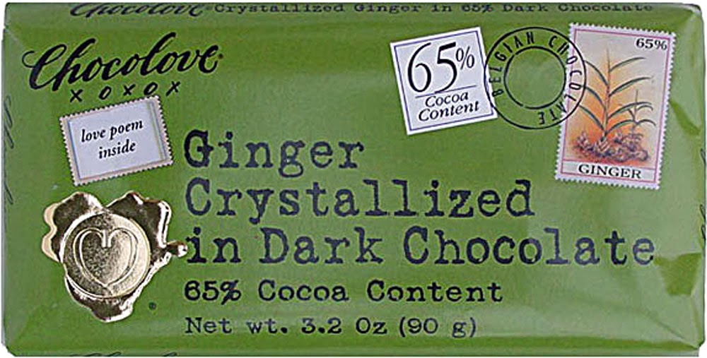 Chocolove Ginger Crystallized  in Dark Chocolate bar