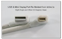 CP1072A: USB & DisplayPort Re-Molded from Inline to Right Angle and Offset 20 Degrees Down (& Forward)