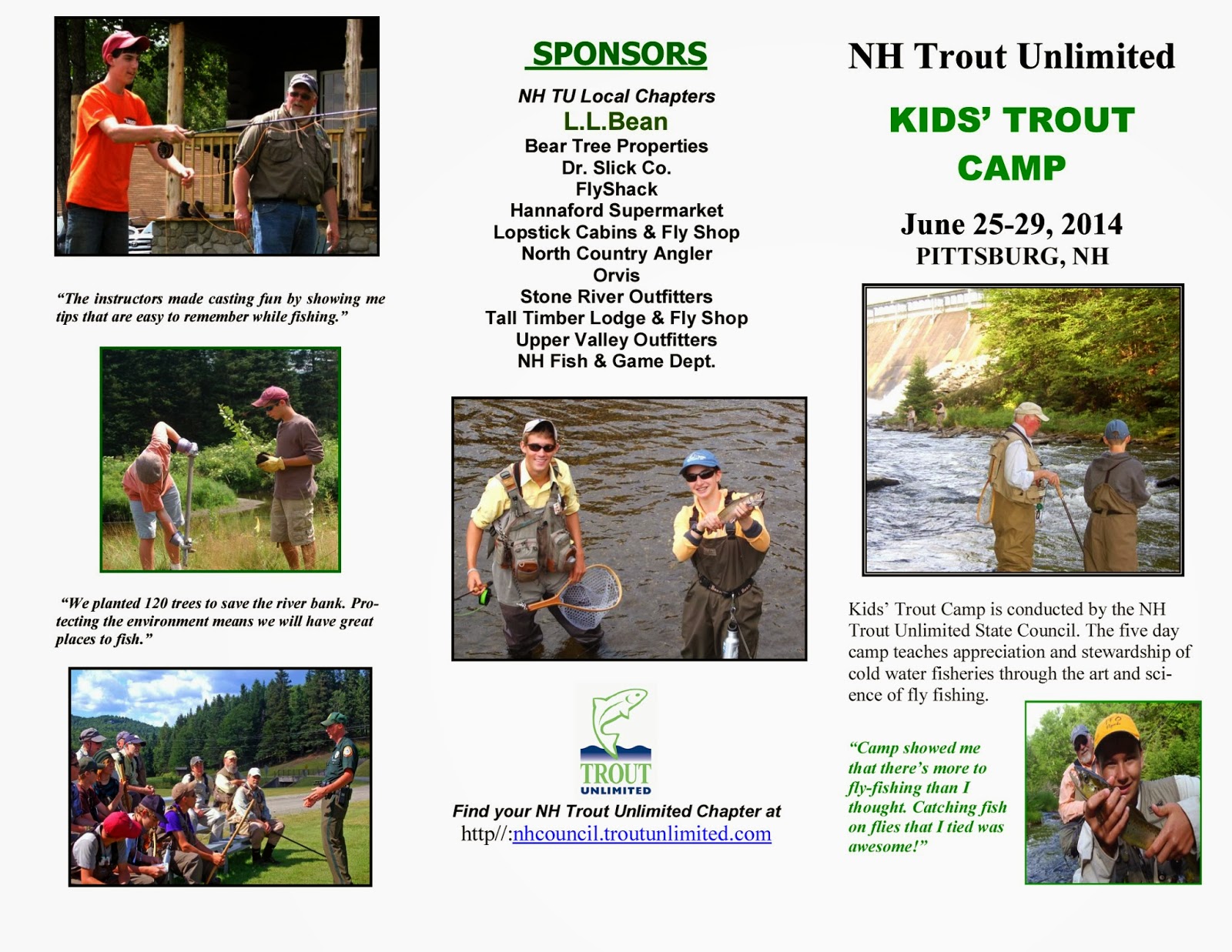 Great Bay Trout Unlimited Chapter 613 Trout Camp for Kids