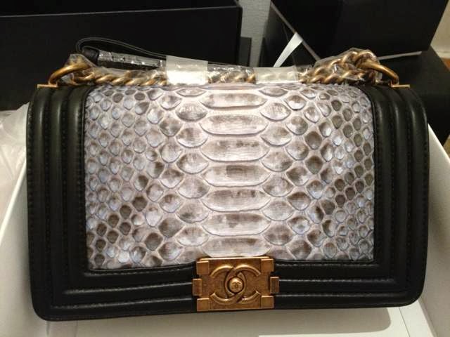 CHANEL Classic Flap Black Python Leather Handbag