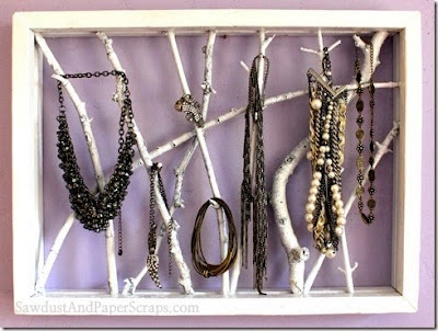Framed Twigs as Jewelry Display