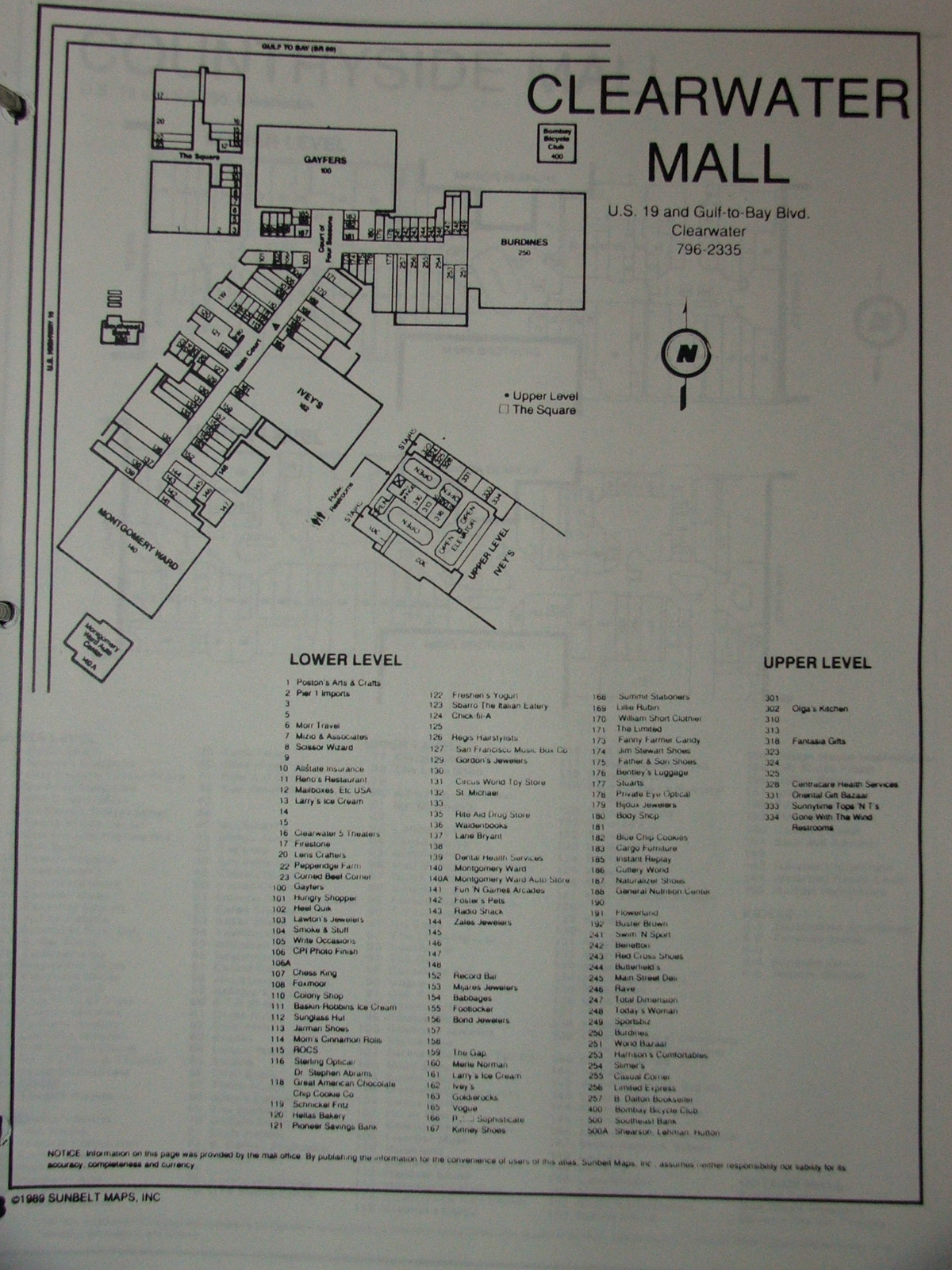 Map Of Clearwater Mall Sky City: Retail History: Clearwater Mall: Clearwater, Fl