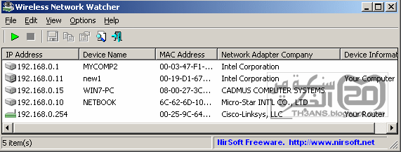20 سنة من الخبرة تعرف على سارق الانترنت على نفس الشبكة الخاصة بك Wireless Network Watcher
