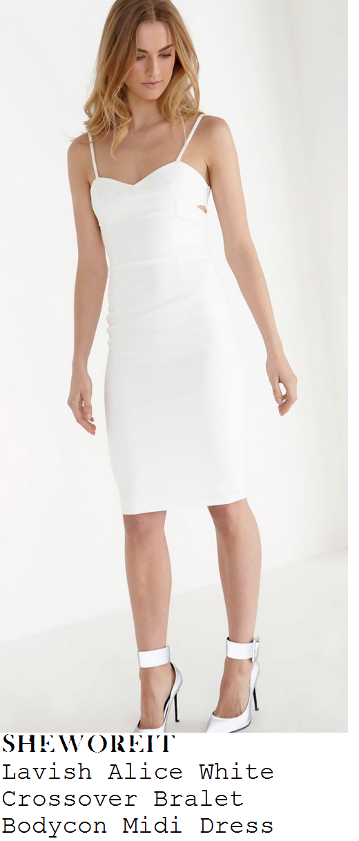 georgia-may-foote-white-sleeveless-bodycon-pencil-midi-dress-lfw