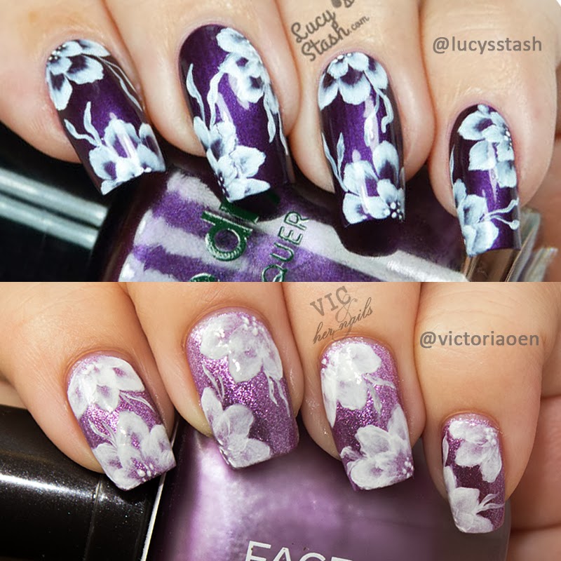 Vic and Her Nails VicCopycat One Colour One Stroke Floral Nail Art By Lucy's Stash