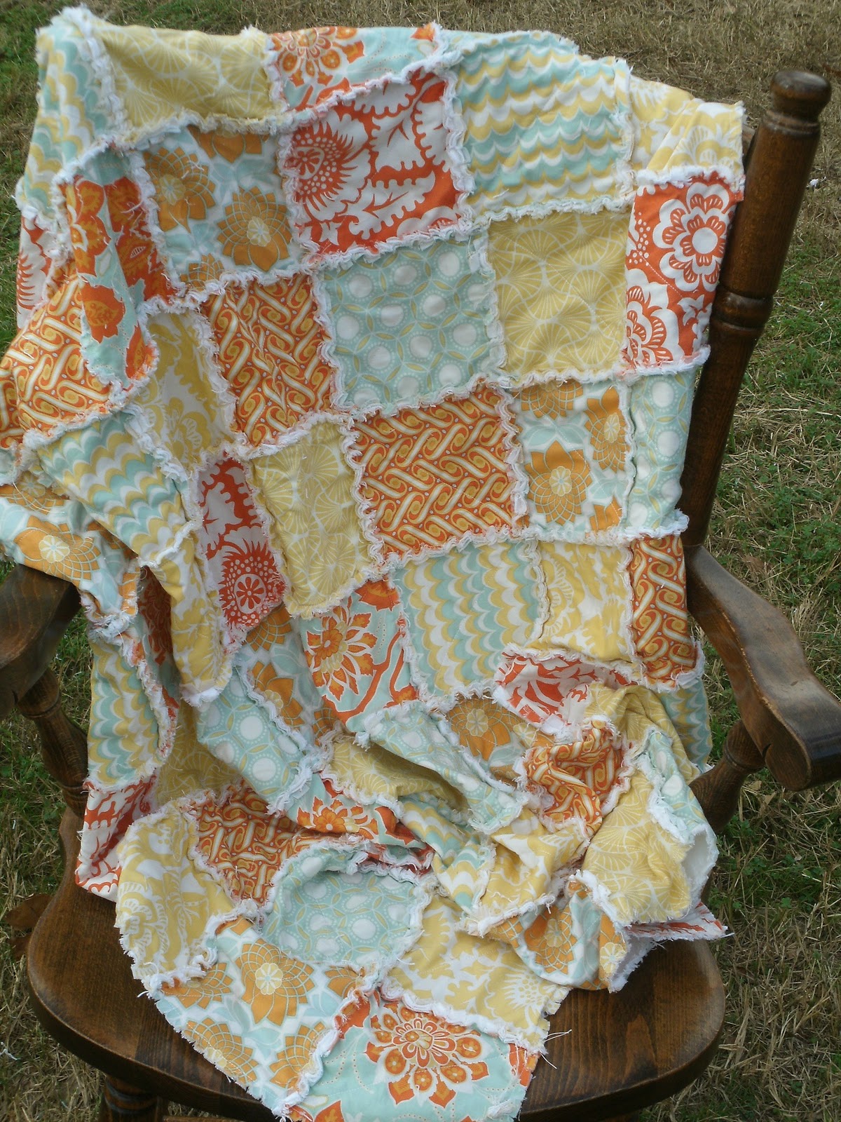 Little Texas Cuties Boutique Throw size Rag Quilt wiht Joel Dewberry's