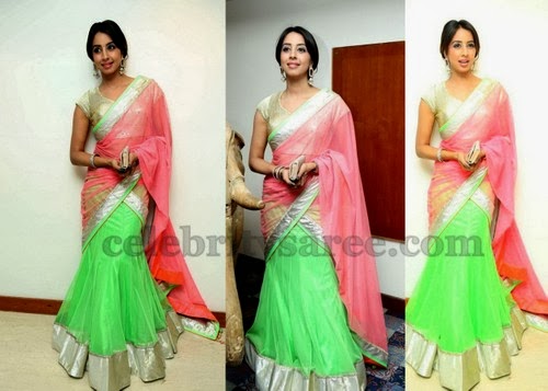 Sanjana Parrot Green Half Saree