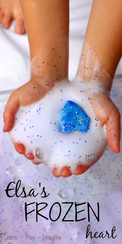 Elsa's Frozen heart - foaming sensory play that will dazzle all the Frozen fans out there.