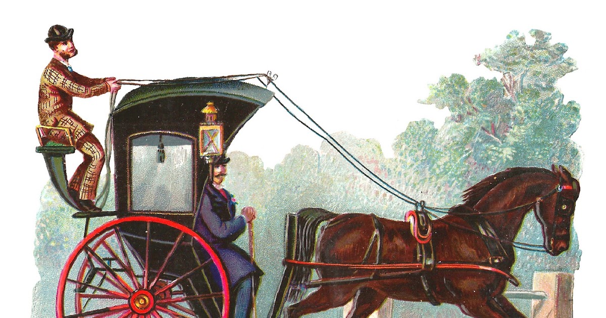 Antique Images Stock Horse and Buggy Vintage Image Driver and Passenger