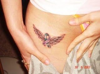 Breast Cancer and Angel Wings Tattoo Design