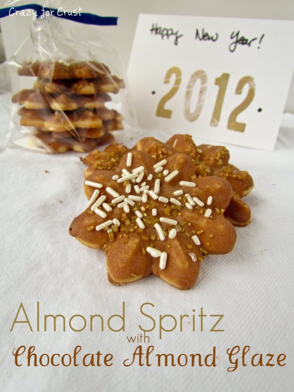 Almond Spritz Cookies with Chocolate Almond Glaze Crazy for Crust